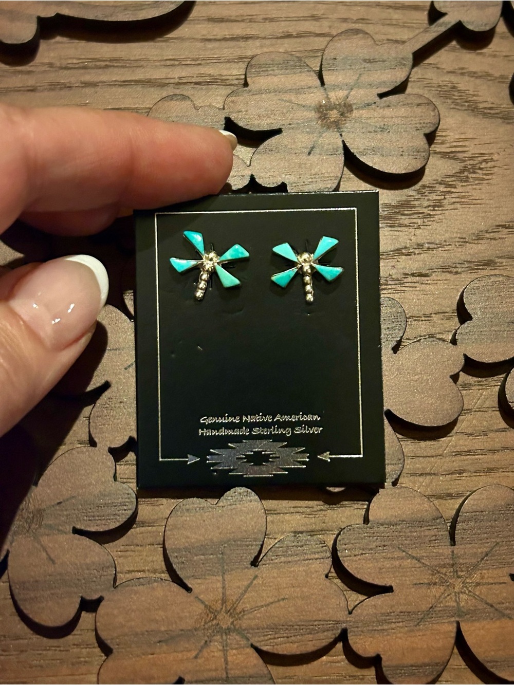 Turquoise Dragonfly Stud Earrings - Handmade Sterling Silver